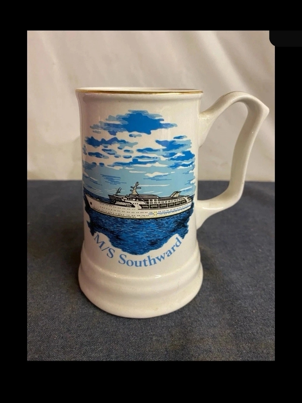 M/S Southward Cruise Ship Ceramic Stein - Blue & White